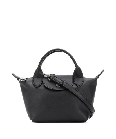 Longchamp Le Pliage Black Leather Bag With Strap-20263182