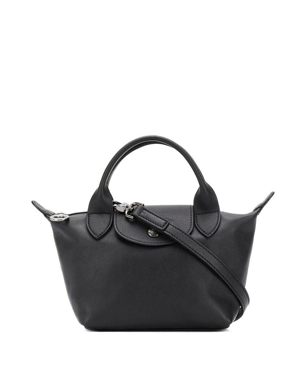 Longchamp Le Pliage Black Leather Bag With Strap-20263182