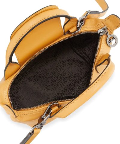 Longchamp Le Pliage Gold Leather Bag With Strap 2
