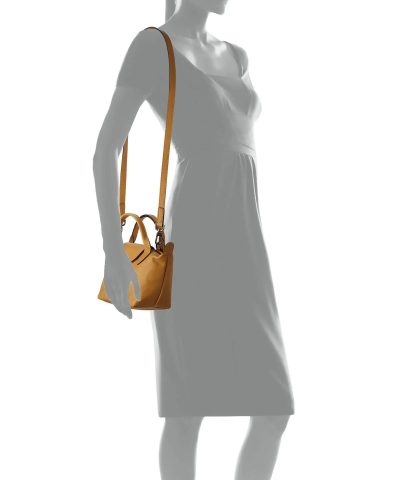 Longchamp Le Pliage Gold Leather Bag With Strap 3