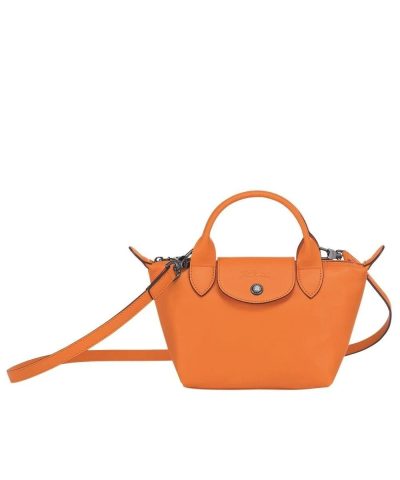Longchamp Le Pliage Orange Leather Bag With Strap - Image 3