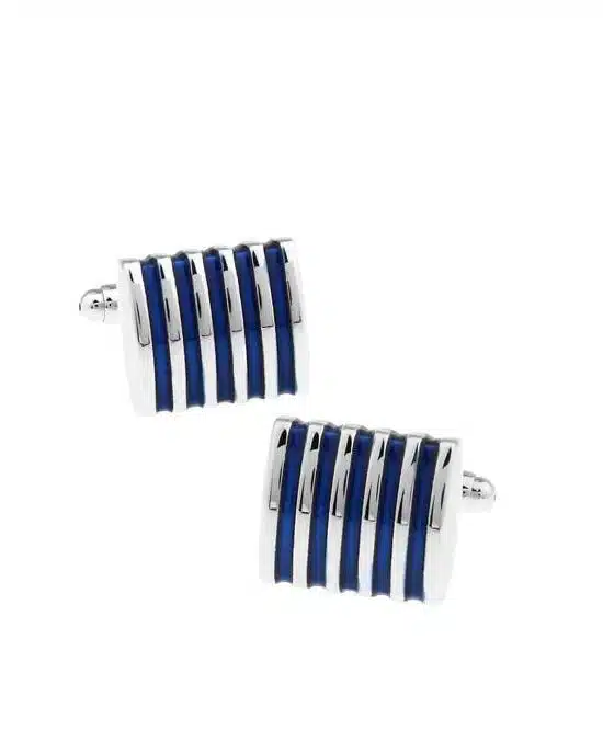 Men's Enamel Blue Stripe  Cufflink-20274453