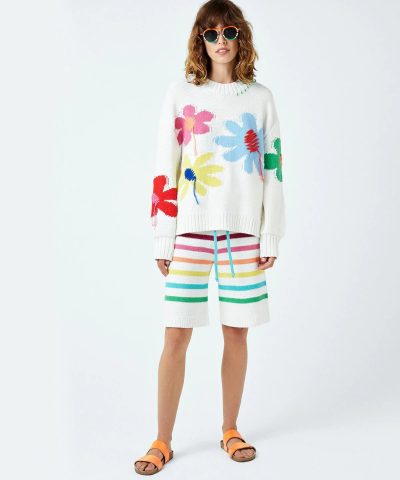Mira Mikati Organic Cotton Floral Print Jumper Ecru 1