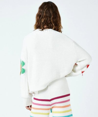 Mira Mikati Organic Cotton Floral Print Jumper Ecru 2