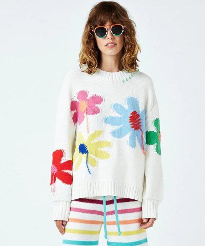 Mira Mikati Organic Cotton Floral Print Jumper Ecru-20237569