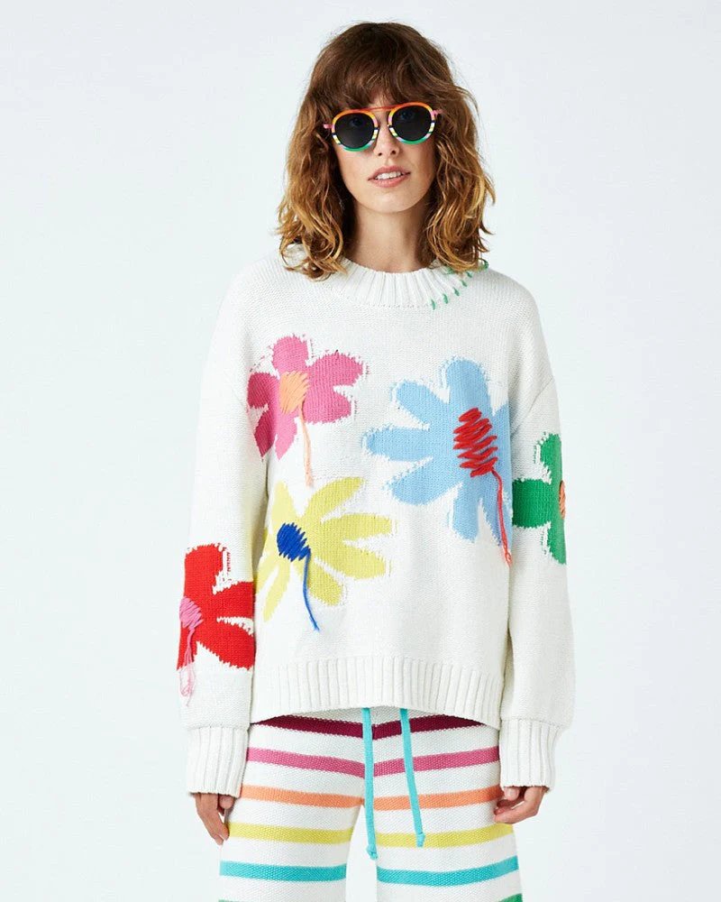 Mira Mikati Organic Cotton Floral Print Jumper Ecru-20237569