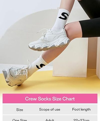 SIINSIIN Moisture Wicking White Girls Crew Socks Breathable Soft Running Socks 5 Pieces 11112557 3
