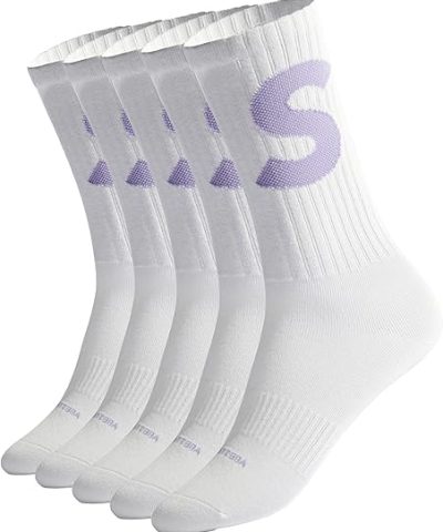 SIINSIIN Moisture Wicking White Girls Crew Socks