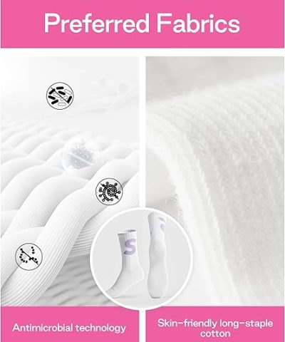 SIINSIIN Moisture Wicking White Girls Crew Socks Breathable Soft Running Socks 5 Pieces 11112557 5