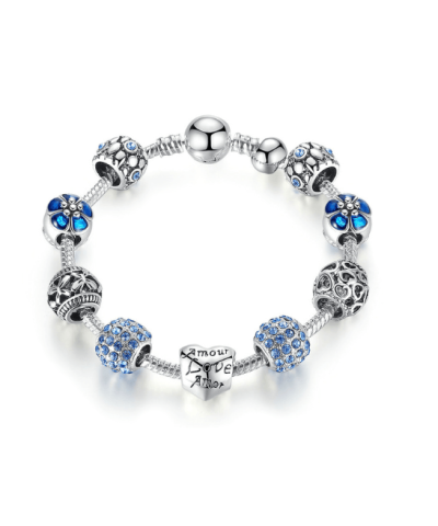 Steffe Antique Silver Charm Bracelet with Love and Flower Beads - Image 3