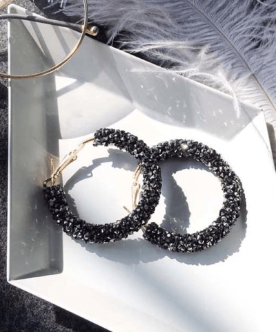 Alternative view of Steffe Geometric Round Shiny Rhinestone Big Earring