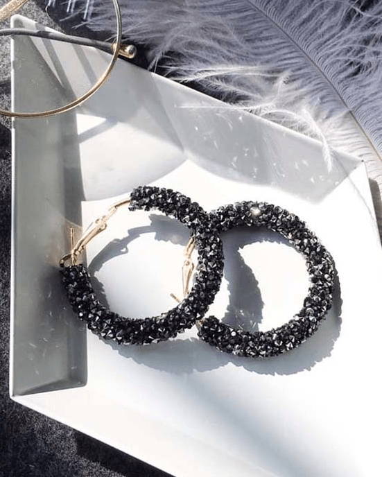Alternative view of Steffe Geometric Round Shiny Rhinestone Big Earring