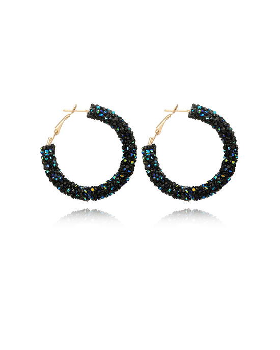 Steffe Geometric Round Shiny rhinestone big earring-20224555