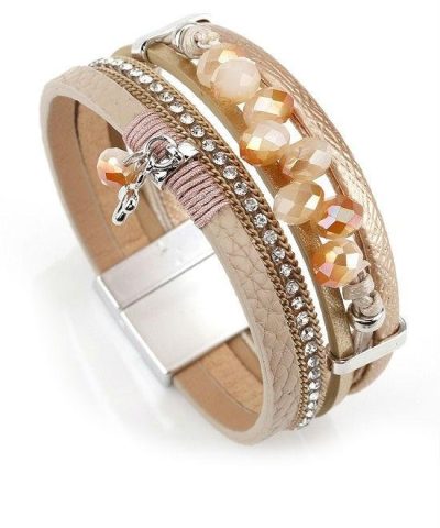 Alternative view of Steffe Handmade Resin Beads Metal Charm Female Wrap Wide Bracelets
