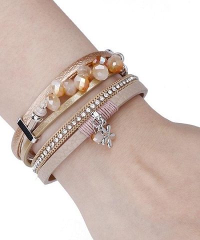 Steffe Handmade Resin Beads Metal Charm Female Wrap Wide Bracelets - Image 3