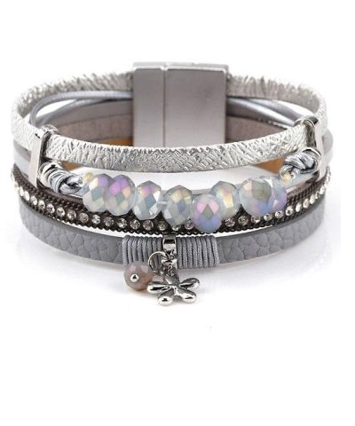 Steffe Handmade Resin Beads Metal Charm Female Wrap Wide Bracelets-20223865