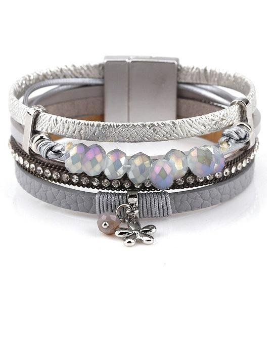 Steffe Handmade Resin Beads Metal Charm Female Wrap Wide Bracelets-20223865
