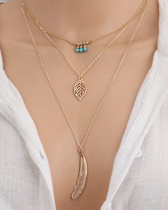 Steffe Layered Leaves Necklaces-20224969