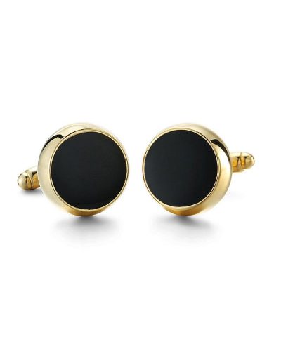 Steffe Men's Meisterstück Onyx Inlay Round Cufflinks-20224921