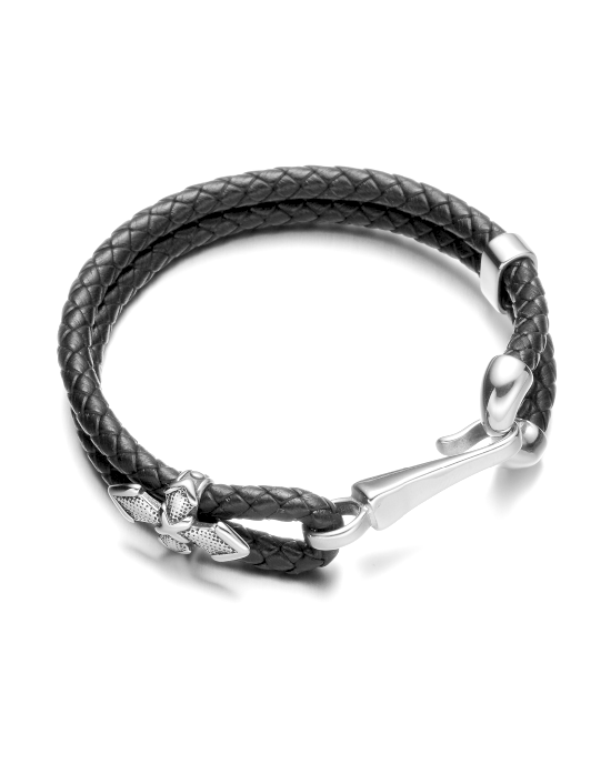 Steffe Men's Stainless Steel Fish Hook Station Bracelet-20225133