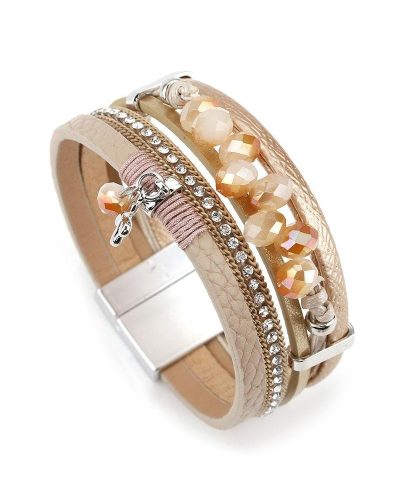Alternative view of Steffe Multilayer Leather Charm Female Wrap Wide Bracelets