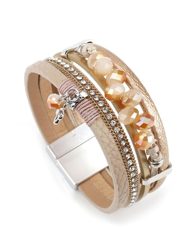 Alternative view of Steffe Multilayer Leather Charm Female Wrap Wide Bracelets