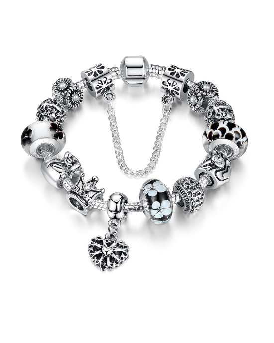 Steffe Silver Charms Bracelet With Queen Crown Beads-20225273