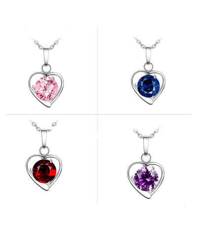 Alternative view of Steffe Stainless Steel Heart Pendant With Cubic Zirconia Necklaces