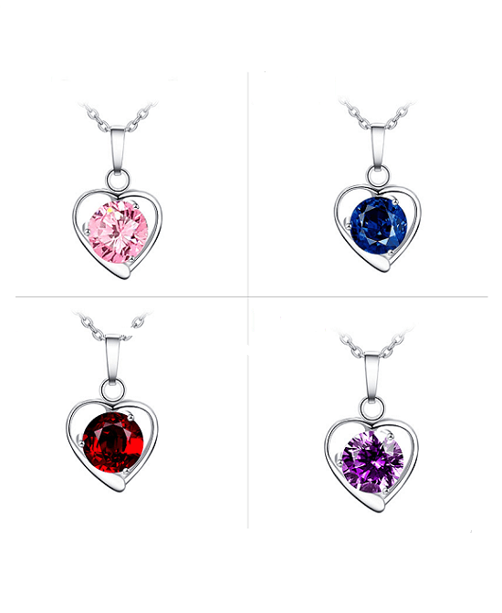 Alternative view of Steffe Stainless Steel Heart Pendant With Cubic Zirconia Necklaces