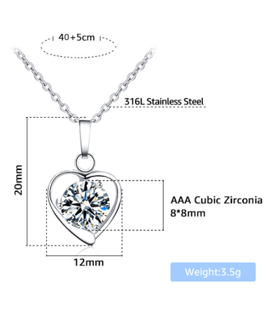 Steffe Stainless Steel Heart Pendant With Cubic Zirconia Necklaces - Image 3
