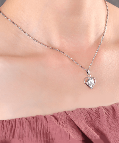 Steffe Stainless Steel Heart Pendant With Cubic Zirconia Necklaces - Image 4