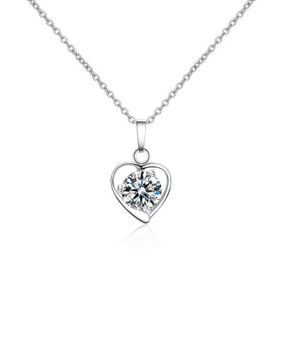 Steffe Stainless Steel Heart Pendant With Cubic Zirconia Necklaces-20224849