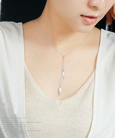 Steffe Sterling Silver Chain Leaves Necklaces 3