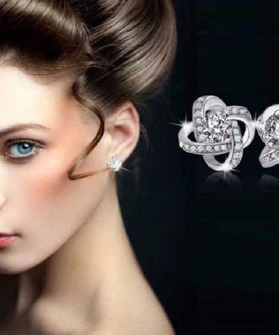 Steffe Sterling Silver Crystal Knot Flower Stud Earrings 1
