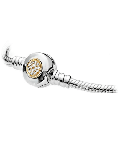 Alternative view of Steffe Sterling Silver & Cubic Zirconia 14k Gold Pave Setting Charm Bracelet
