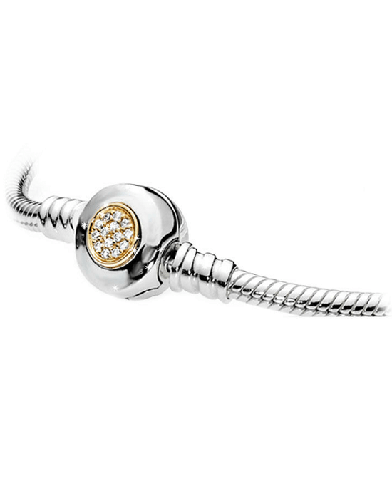 Alternative view of Steffe Sterling Silver & Cubic Zirconia 14k Gold Pave Setting Charm Bracelet