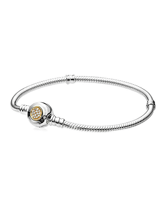 Steffe Sterling Silver & Cubic Zirconia 14k Gold Pave Setting Charm Bracelet-20225218