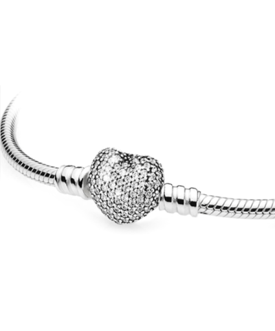 Steffe Sterling Silver Cubic Zirconia Pave Heart Bracelet 1