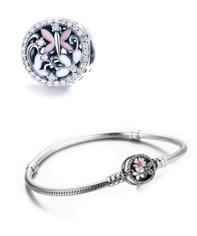 Steffe Sterling Silver Poetic Daisy Cherry Blossom Mixed Enamels Clasp Bracelet 3