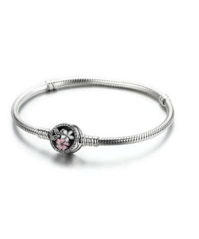 Steffe Sterling Silver Poetic Daisy Cherry Blossom Mixed Enamels Clasp Bracelet-20225249