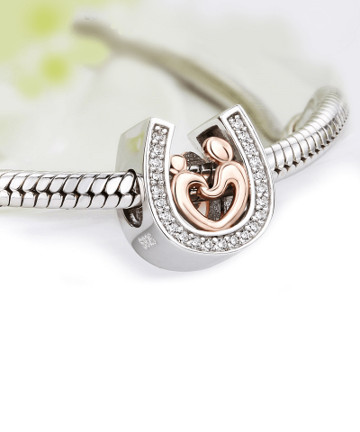 Alternative view of Steffe Sterling Silver horseshoe CZ Charms