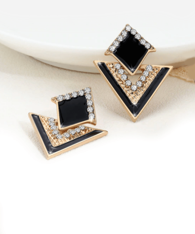 Alternative view of Steffe Triangle Simple Zircon Stud Earring