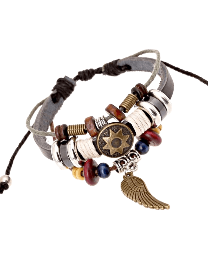 Steffe Unique Totem of the Sun Handmade Braided Adjustable Leather Bracelet-20225076