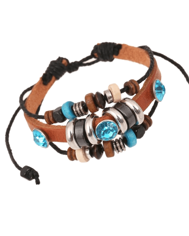 Steffe Unisex Bohemian Multilayers Glass Leather Bracelets-20225079