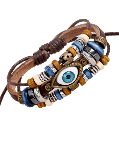 Steffe Unisex Bohemian Multilayers Turkish Eye Leather Bracelets-20225082