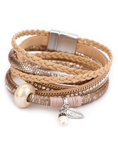Steffe Women Braided Leather & Crystal Bracelets-20225164