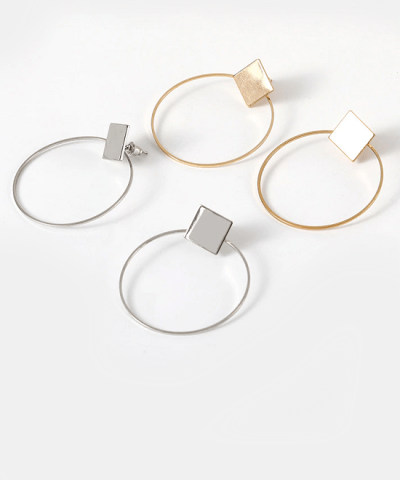 Alternative view of Steffe Women's Square Round Geometric Hanging Earrings