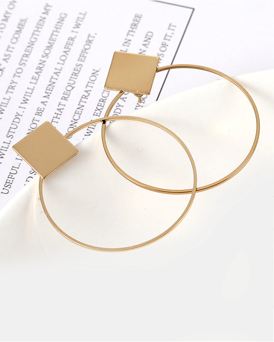Steffe Women's Square Round Geometric Hanging Earrings-20224549