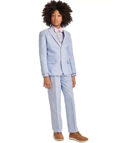 Tommy Hilfiger Big Boys Blue Oxford Suit Jacket - Image 3