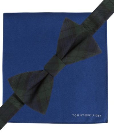 Tommy Hilfiger Black Watch Bow Tie & Solid Pocket Square Set-20230258